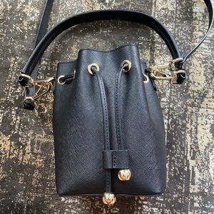 The Daily Edit Black mini Bucket Bag